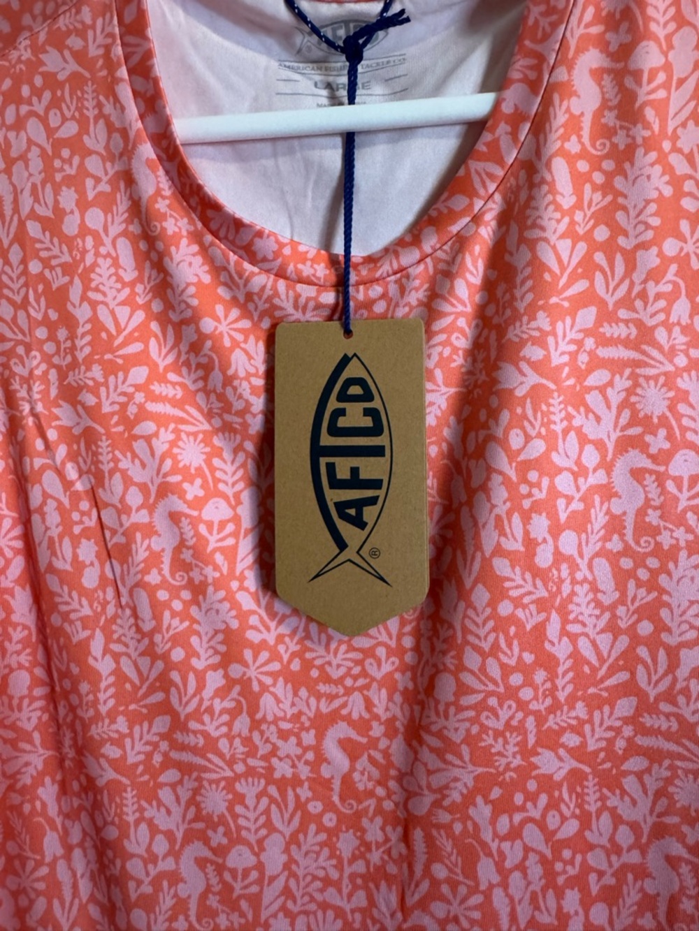 AFTCO Sandbar Tank Top Coral Floral Print Performance Sleeveless Shirt - Picture 5 of 6